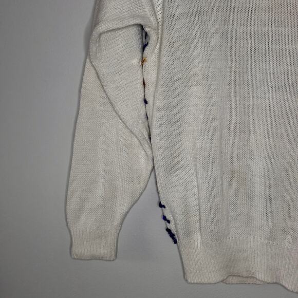 Vintage 1980s Sequins Sweater Princess Collection Rainbow Harlequin Design Sz L - Picture 14 of 16